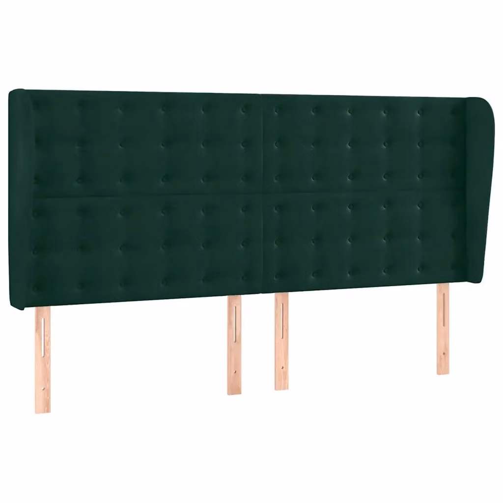 Testiera per letto classica vidaXL in velluto verde con struttura in legno e pannello imbottito L: 183 cm, P: 23 cm, H: 118-128 cm – 2