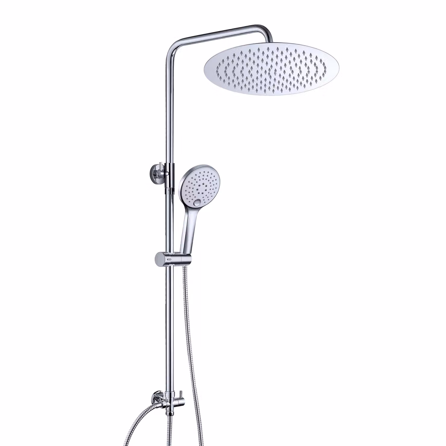 JOHO 304 Colonna Doccia idromassaggio Doccia Colonna in Acciaio INOX Cromo Senza Miscelatore Set Doccia a Pioggia Soffione e Doccetta Mano D25cm tondo