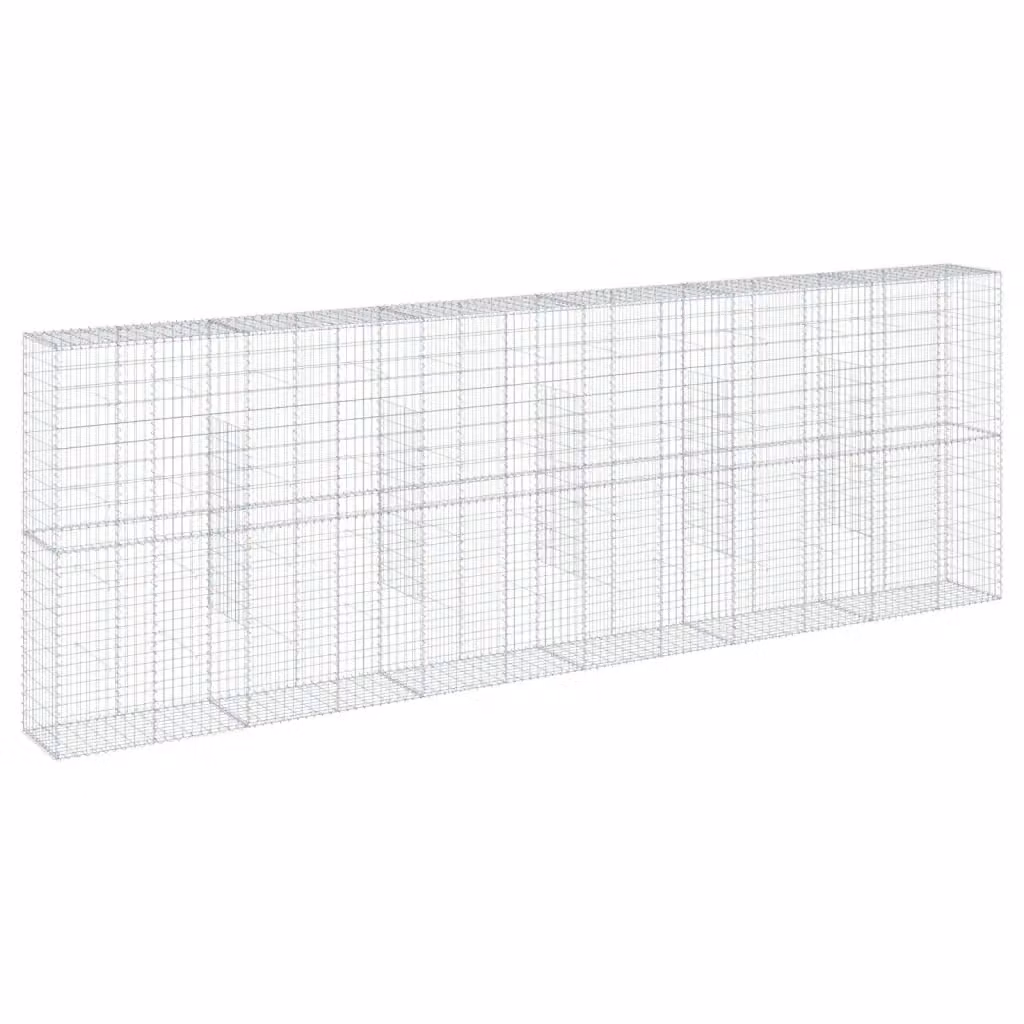 vidaXL Cesto Gabbione con Copertura in Ferro Zincato Argento L: 600 cm, P: 50 cm, H: 200 cm – 2