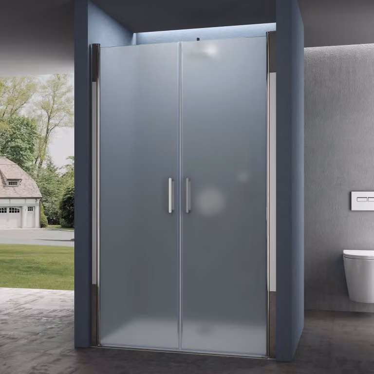 doporro Porta Box Doccia per Nicchia 100x195cm Cabina Doccia con 2 Ante Apertura Battente Porta Doccia in Vetro Temperato Satinato Teramo24VS