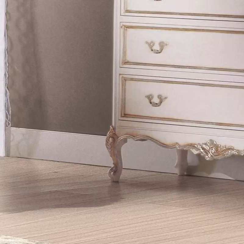 Cassettiera classica in legno stile shabby chic bianco e argento Mobili 2G L: 130 cm, P: 62 cm, H: 107 cm – 3