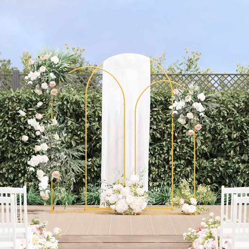 Set di 3 archi nuziali vidaXL in acciaio oro per matrimoni e anniversari, L 120 x P 40 x H 217 cm