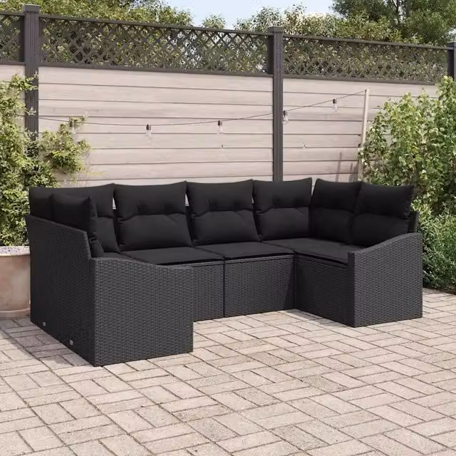 Set Divano da Giardino 6 pz Nero polyrattan 3355532