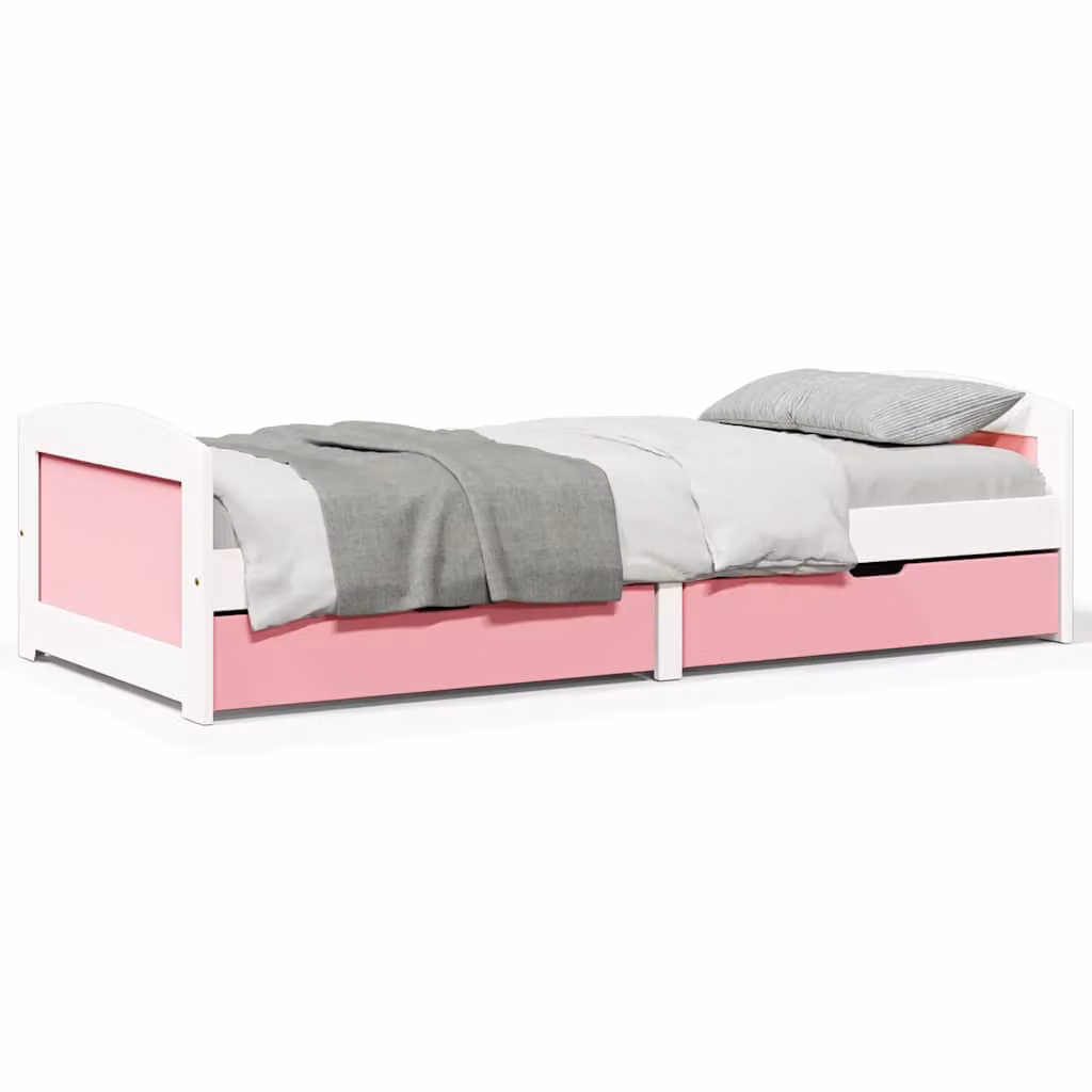 vidaXL Dormeuse con 2 Cassetti in Legno di Pino Bianco e Rosa L/P/H: 200 x 90 x 56 cm