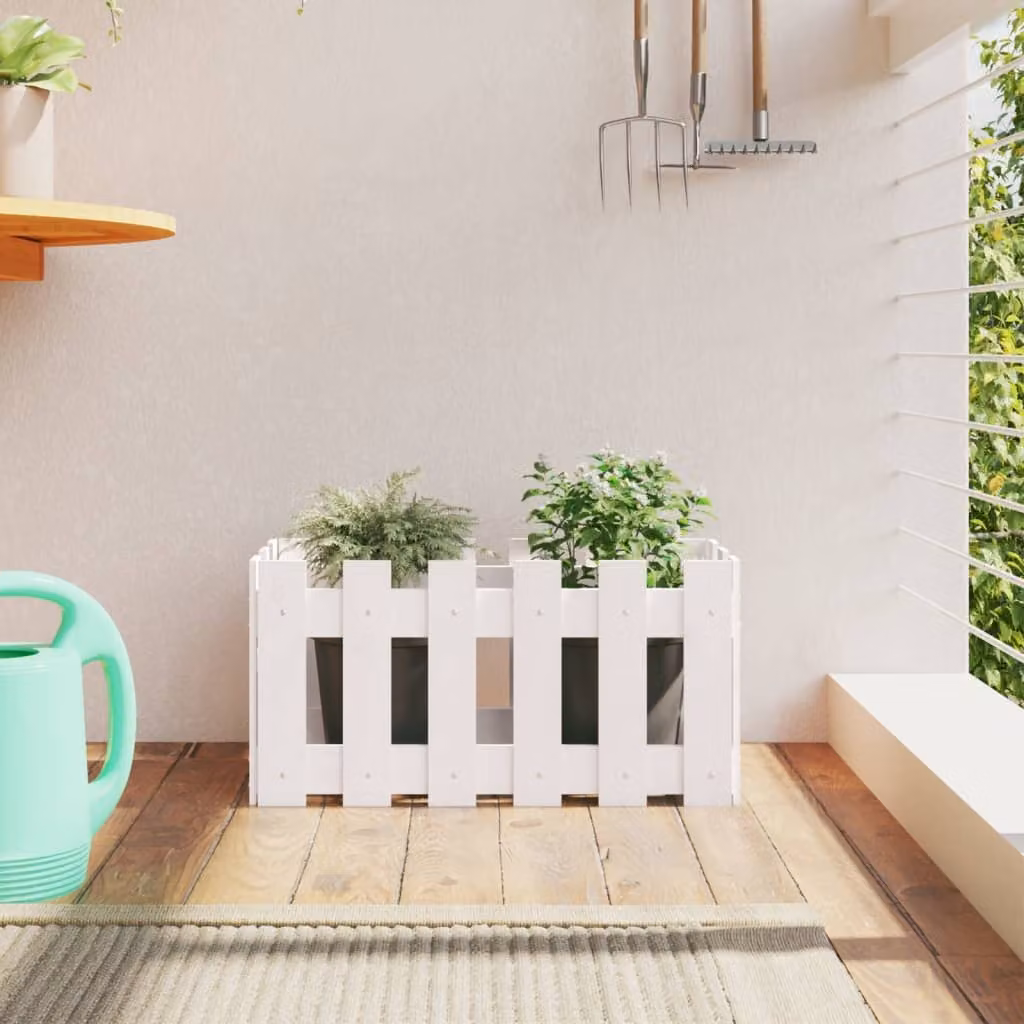Fioriera da giardino a recinzione vidaXL in legno di pino bianco L 60 x P 30 x H 30 cm