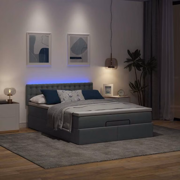 Maison Exclusive - Pouf Letto con Materasso e LED Grigio Scuro 140x190 cm