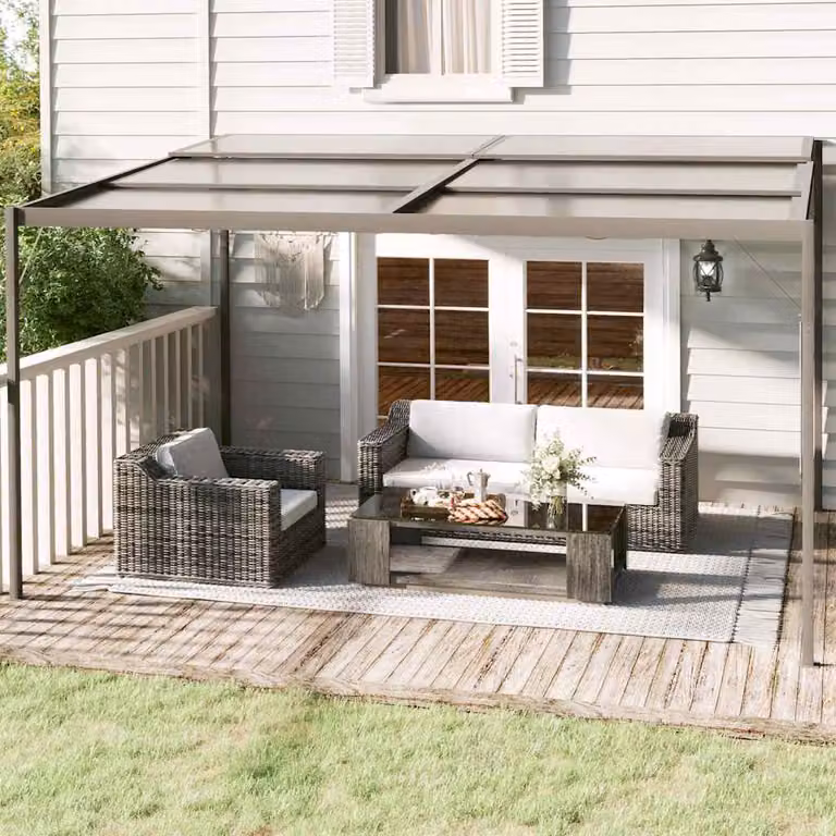 Gazebo vidaXL moderno in alluminio e acciaio con tetto in PVC color antracite L: 4 m, P: 3 m, H: 2,5 m
