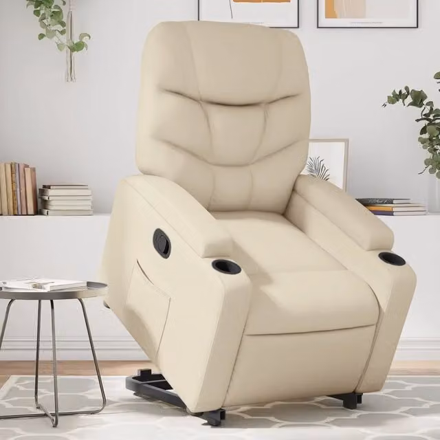 Poltrona Alzapersona Reclinabile vidaXL in Similpelle Beige con Assistenza Elettrica per Senior