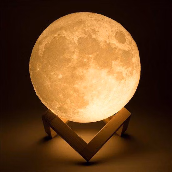 Lampada 3D da 13 cm - Lampada dimmerabile con 2 colori - Ricaricabile tramite USB - Facile controllo touch - Lampada a forma sferica - Lampada da lettura / lampada da tavolo - Lampada notturna a LED