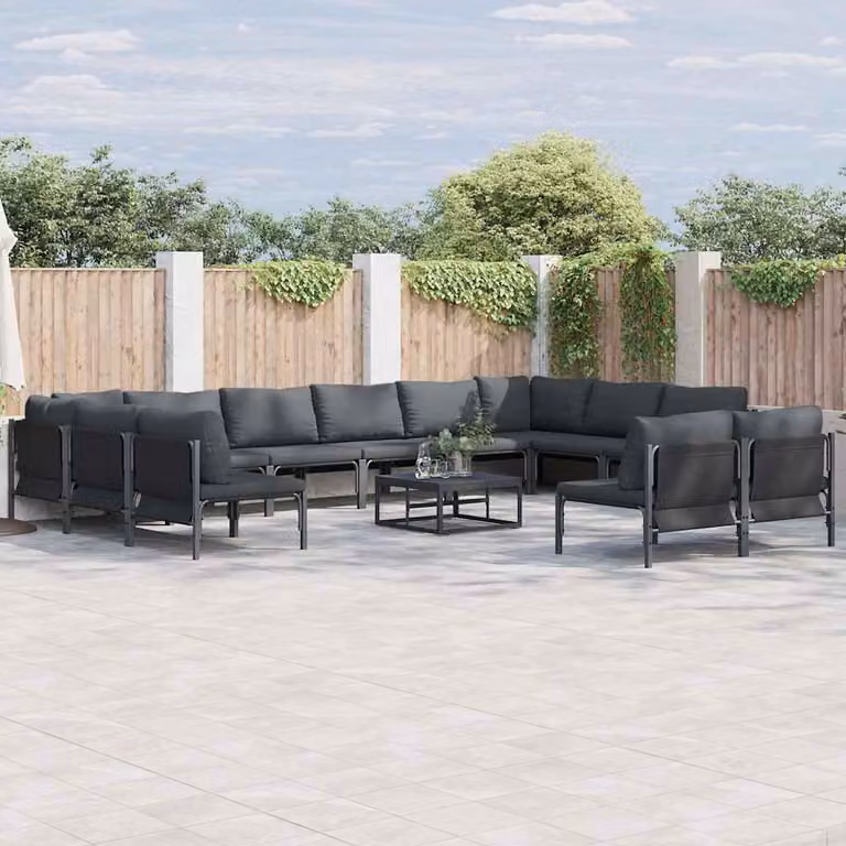 Maison Exclusive - Set da giardino composto da 13 pezzi, colore nero, struttura in acciaio