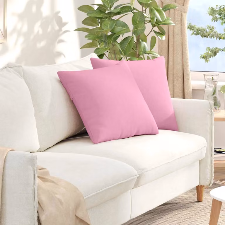 Set di 2 cuscini da divano quadrati vidaXL in tessuto rosa con fodera rimovibile, L 50 cm x P 50 cm x H 50 cm