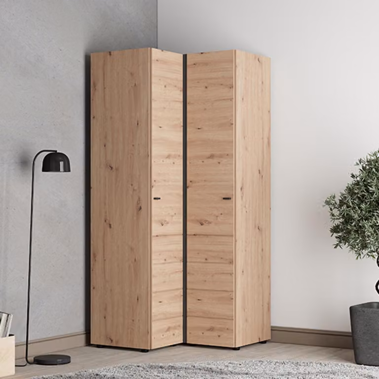 Tavole - Guardaroba 2 Ante, 95x208h cm Marrone Rovere Nodi, 4 Ripiani