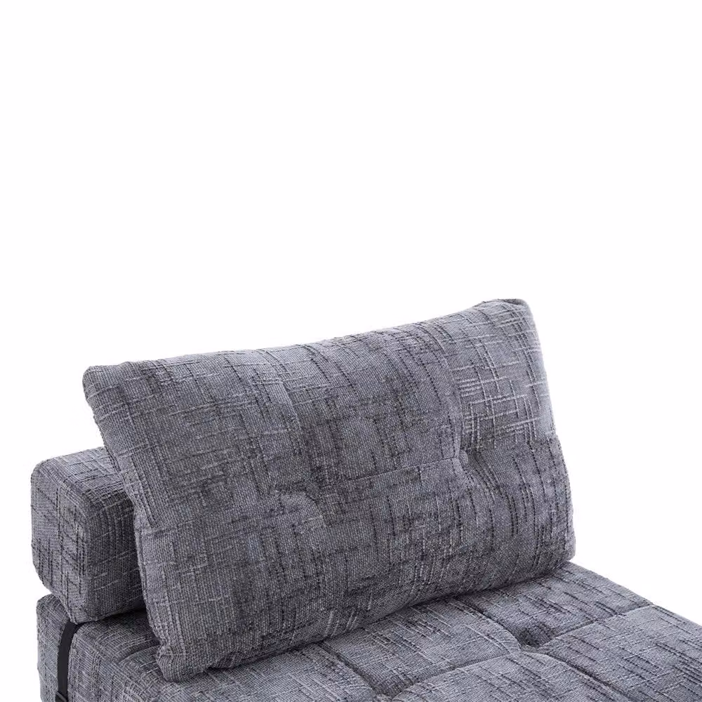 Divano letto estraibile Minimal in tessuto grigio con cuscini per soggiorno e camera da letto – 2