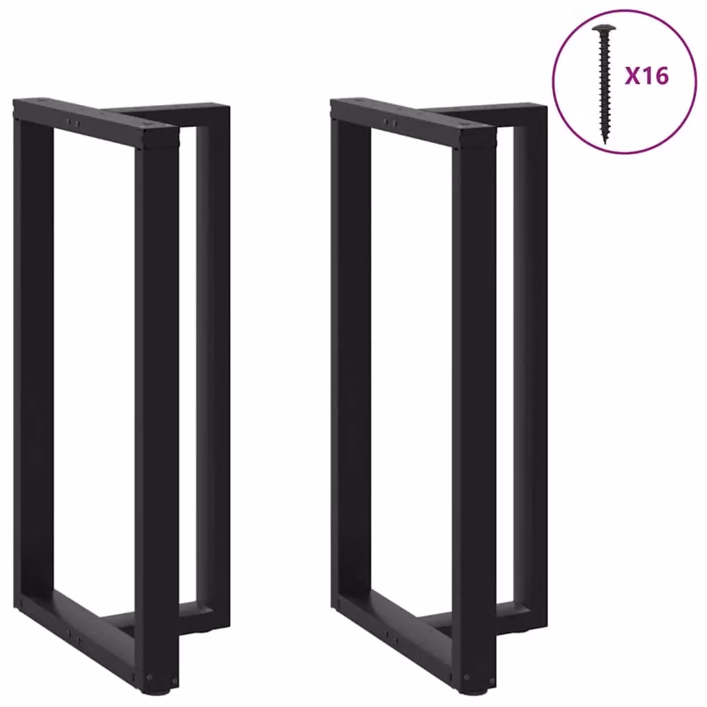 Set di 2 gambe regolabili per tavolo da bar a forma di T in acciaio nero opaco L/P/H: 60 x 35 x 111 cm – 2