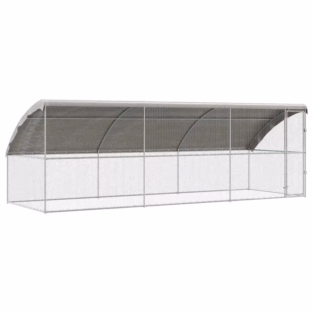 Pollaio vidaXL in acciaio zincato argento con 1 porta, L 600 x P 200 x H 200 cm – 2