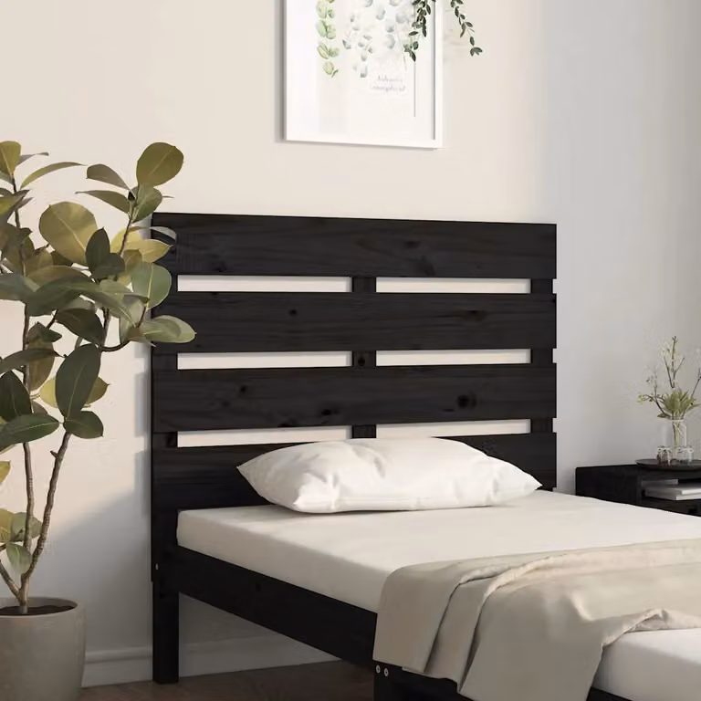 Testiera per letto vidaXL in legno massello di pino nero, L 100 x P 3 x H 80 cm