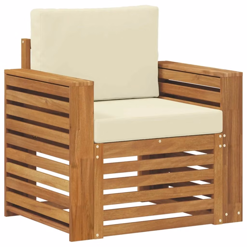 Set di divani da esterno da 2 posti vidaXL in legno di acacia massello con cuscini beige e tessuto in poliestere – 2