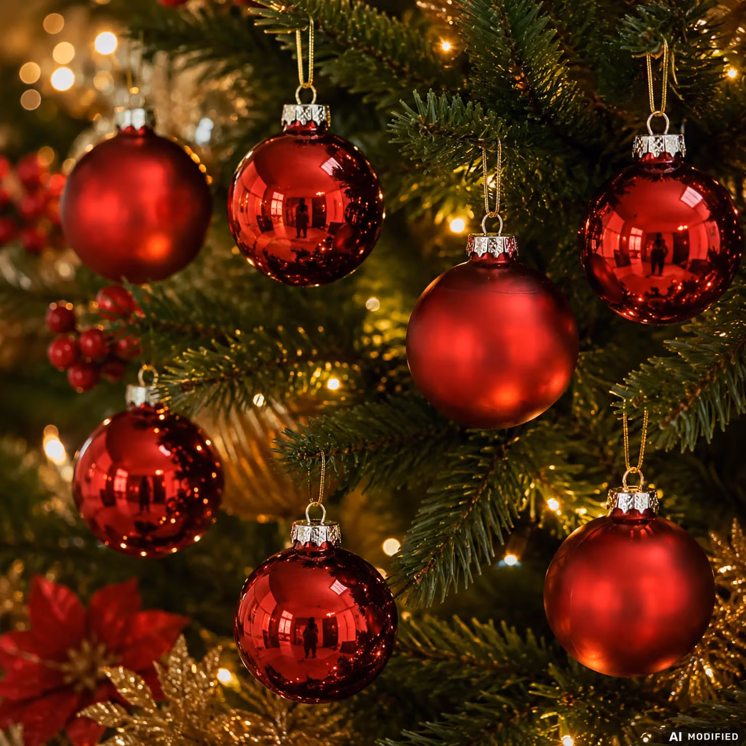 Set di 8 palline di Natale VESTIAMO CASA in vetro soffiato rosse e argento, diametro: 8 cm – 2