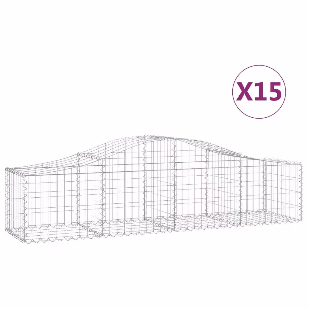 Set di 15 Cesti Gabbioni ad Arco vidaXL in Acciaio Zincato Grigio L: 200 cm, P: 50 cm, H: 40-60 cm – 2