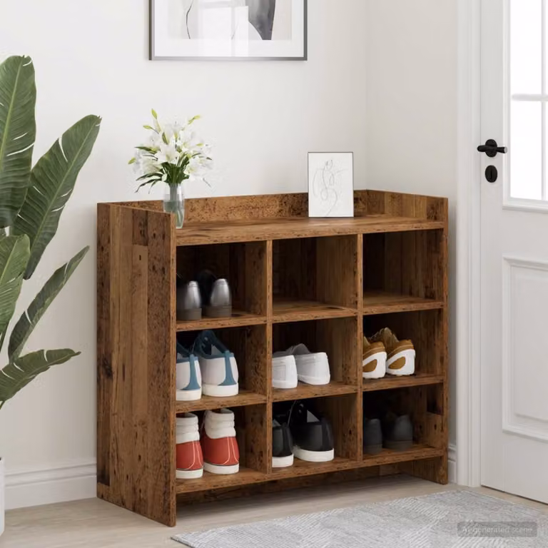 Scarpiera mobile vidaXL in legno marrone con ripiani piatti L: 85 cm, P: 39,5 cm, H: 70 cm