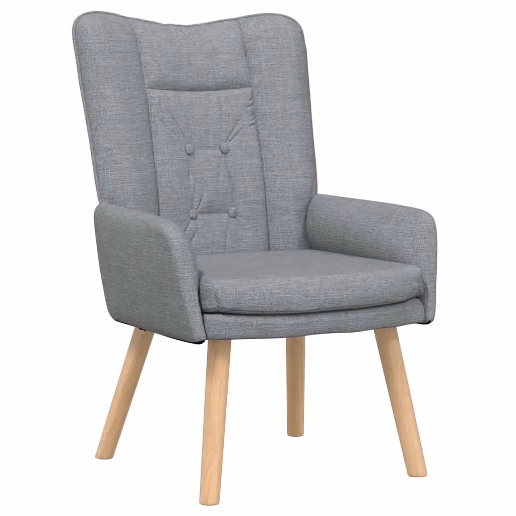 Poltrona relax moderna in tessuto grigio con struttura in legno e compensato, L: 63 cm, P: 67 cm, H: 94 cm – 2