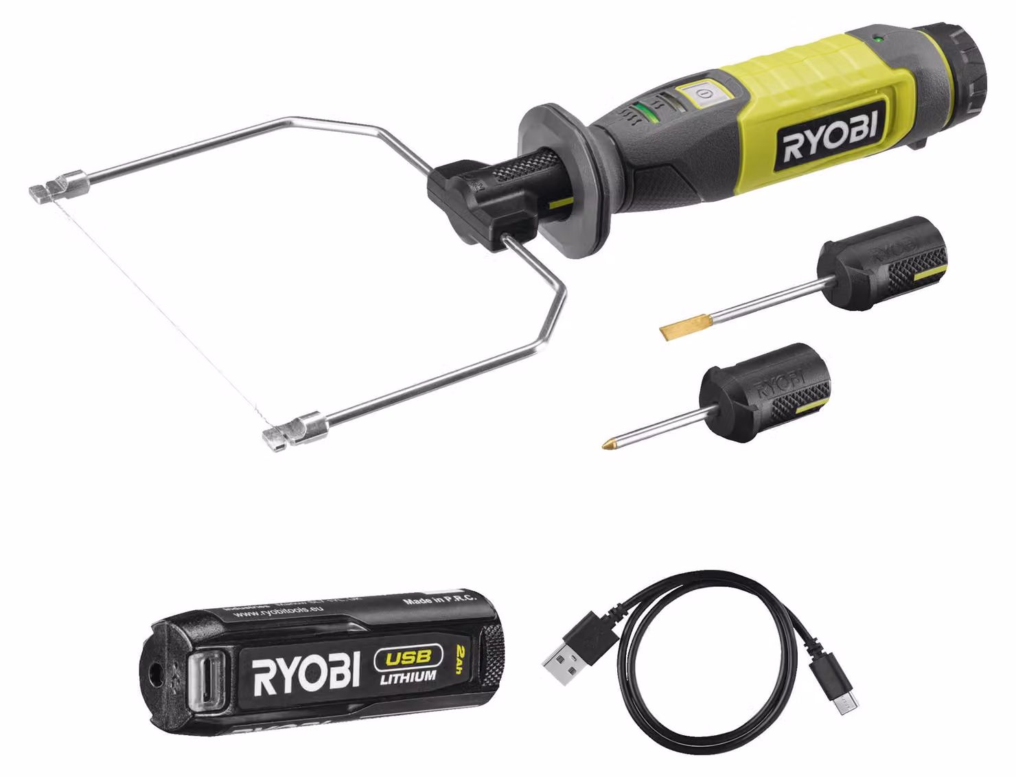 Kit taglierino a schiuma a batteria al litio Ryobi, alimentato tramite USB