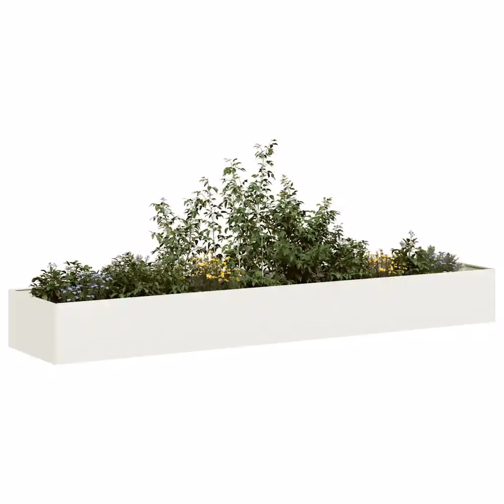 Fioriera bianca vidaXL in acciaio per orto e giardino L: 360 cm, P: 80 cm, H: 40 cm