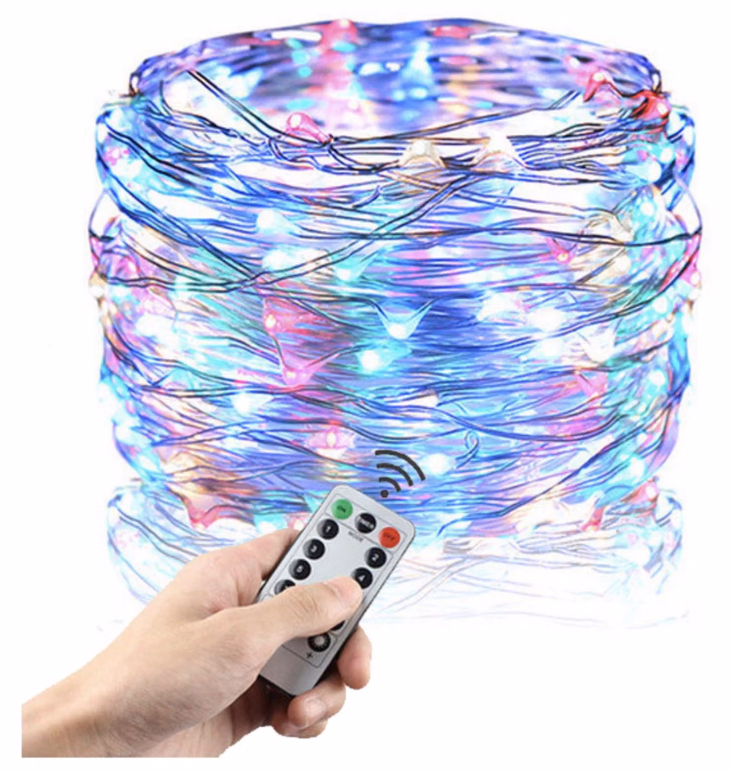 Catena luminosa a LED, 50 LED multicolore, 5 metri, alimentazione USB, 8 modalità, telecomando