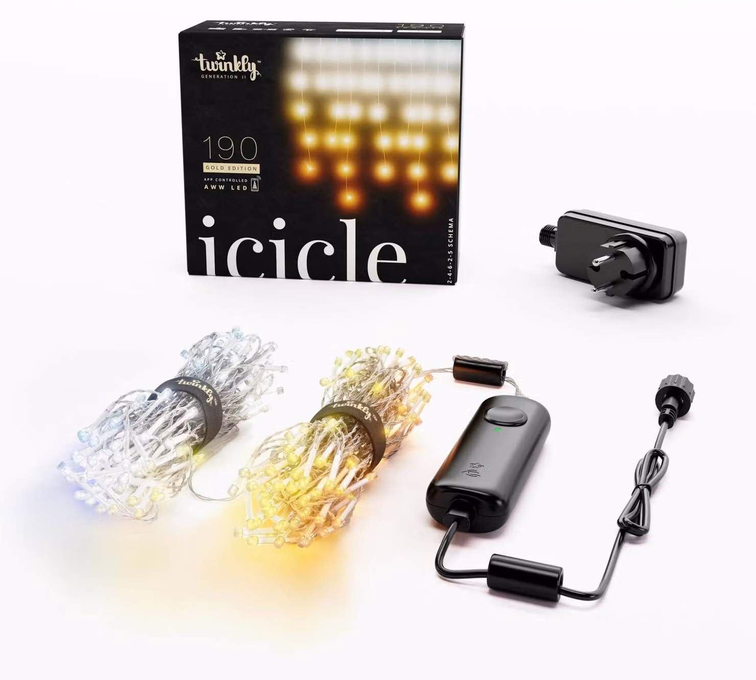 Catene luminose a LED, 190 LED, luce calda/fredda, grado di protezione IP44, controllo tramite app, lunghezza 5,5 metri