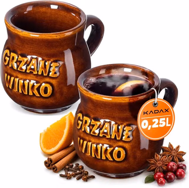 Set regalo di 2 tazze da vin brulé KADAX in gres marrone da 250 ml ciascuna – 1