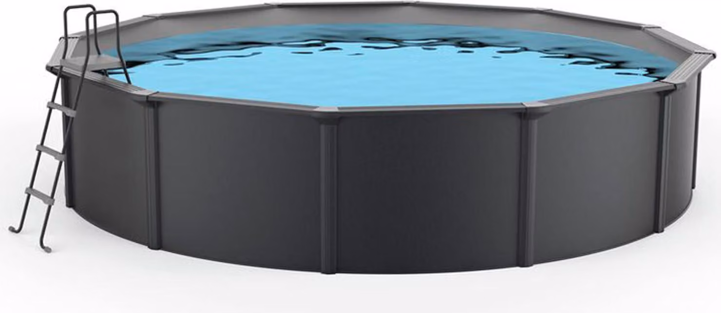 Set piscina con pareti in acciaio Steinbach "Nuovo de Luxe" antracite / grigio argento Ø 460 x 120 cm senza set di accessori