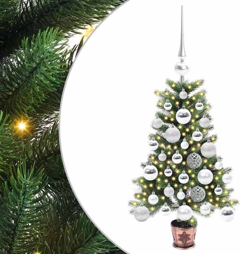 Albero di Natale con 150 LED con supporto Verde 65 cm PE