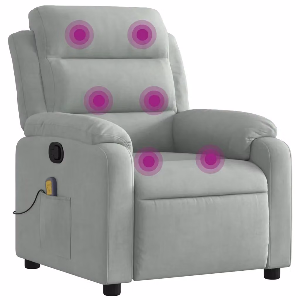 Poltrona reclinabile relax vidaXL in velluto grigio con braccioli e struttura in legno e metallo – 2