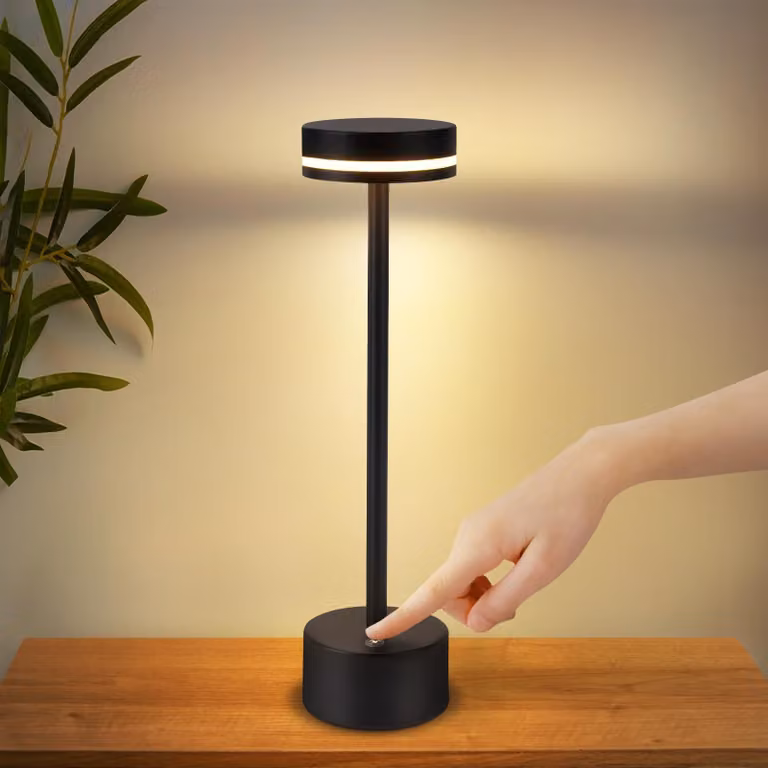 ZMH Lampada da tavolo LED a batteria Lampada da tavolo ricaricabile Dimmerabile 3000K-6500K con USB-C Lampada a sfioramento Lampade da tavolo nere per camera da letto sala da pranzo ufficio