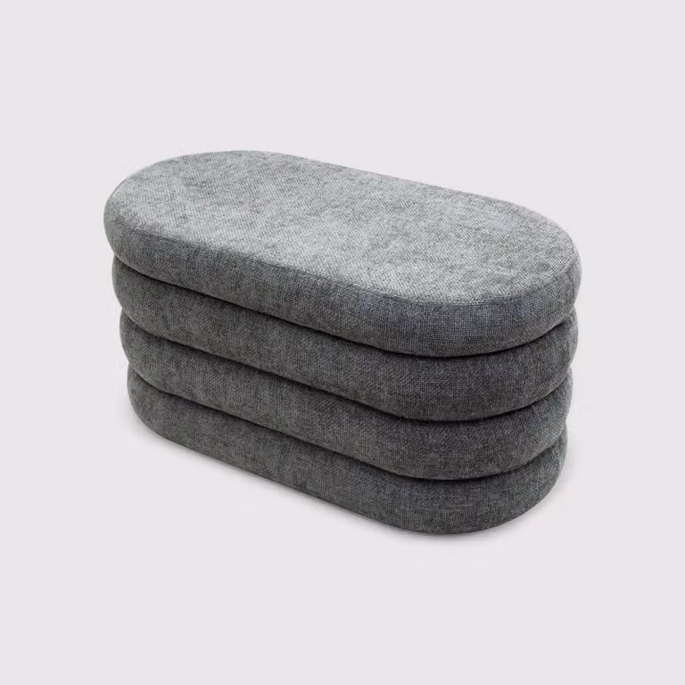 Fagus - Pouf baule ovale grigio in stile moderno