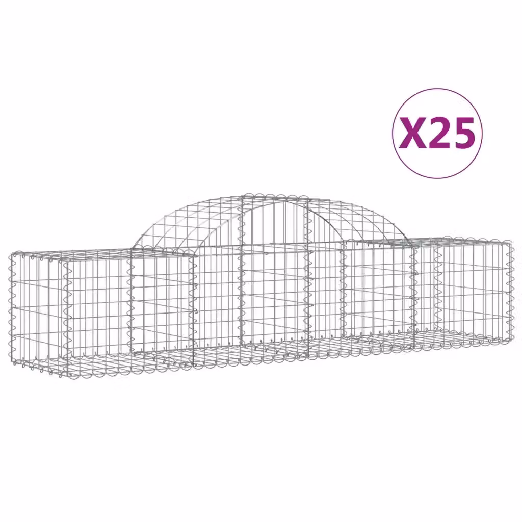 Set di 25 Cesti Gabbioni ad Arco Videx in Acciaio Zincato Colore Argento L/P/H: 200 x 50 x 40/60 cm – 2