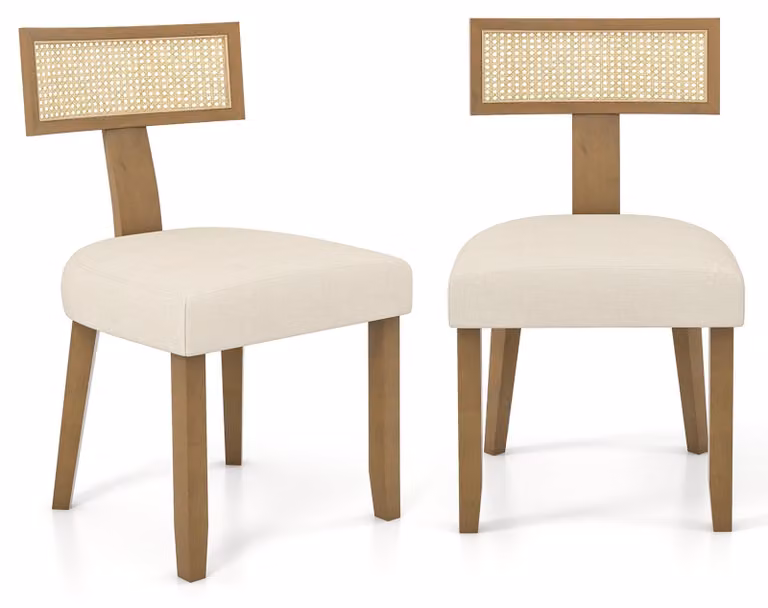 KOMFOTTEU: Sedia da pranzo in legno, sedia da cucina in rattan, sedia per tavolo da pranzo con schienale, seduta imbottita e gambe in legno. Sedia in legno ergonomica, resistente fino a 180 kg, ideale per sala da pranzo, soggiorno e cucina