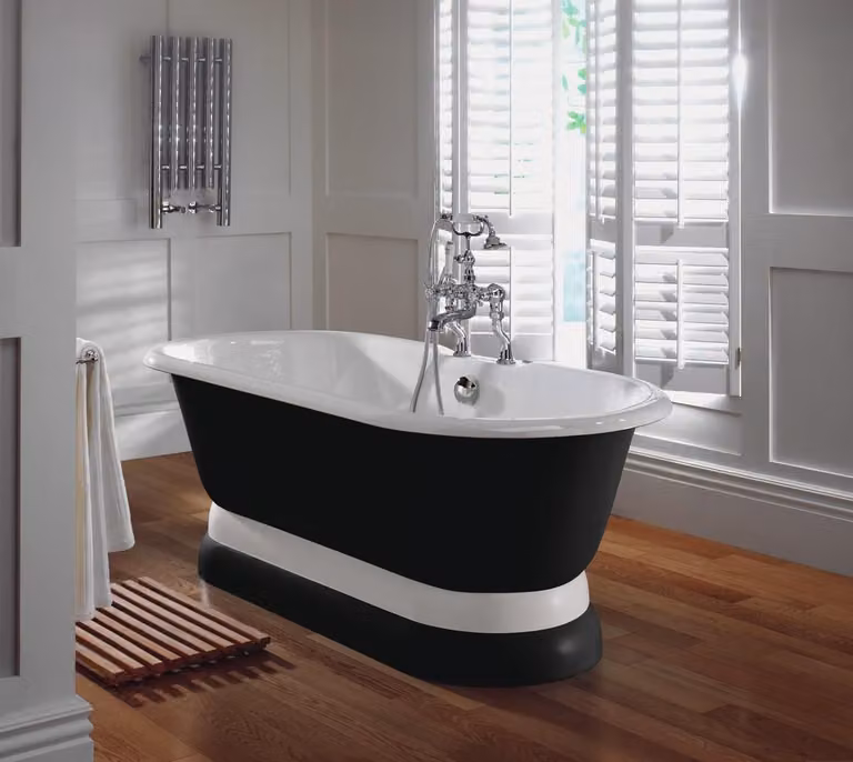 Casa Padrino vasca in stile liberty nero/bianco 170 x 78 x h. 58,5 cm - Vasca da bagno autoportante - Arredo bagno