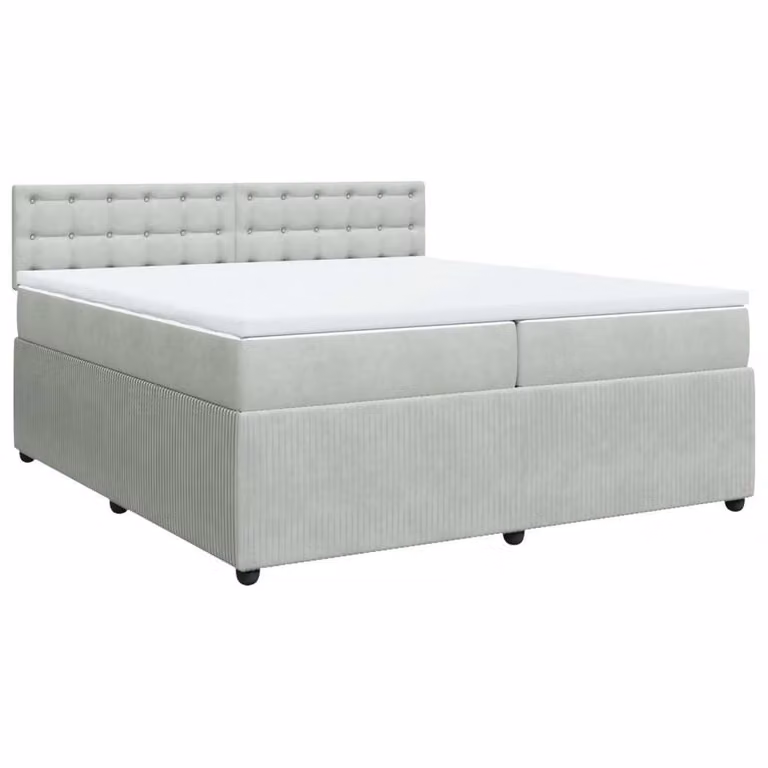 Giroletto a Molle con Materasso Grigio Chiaro 200x200cm Velluto