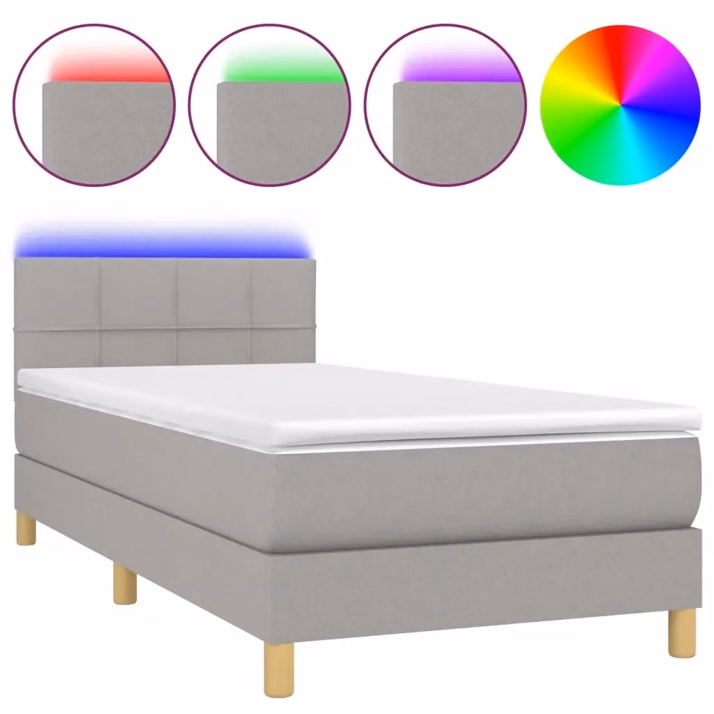 Letto Ibrido con Materasso e Illuminazione LED vidaXL, Grigio Chiaro e Bianco, L 80 x P 200 cm – 2
