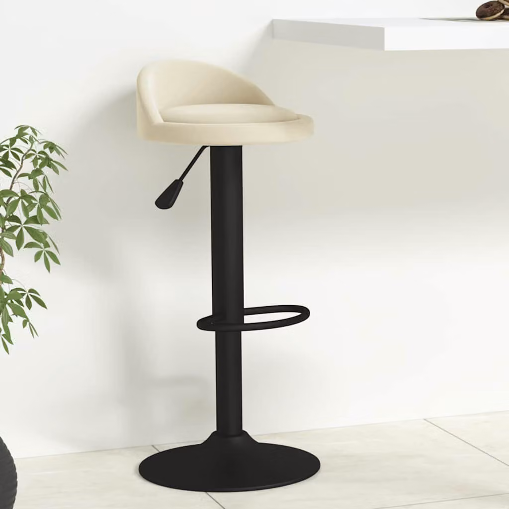 Sgabello da Bar vidaXL in Velluto Beige con Struttura in Metallo Moderno L/P/H: 36 x 38 x 94 cm