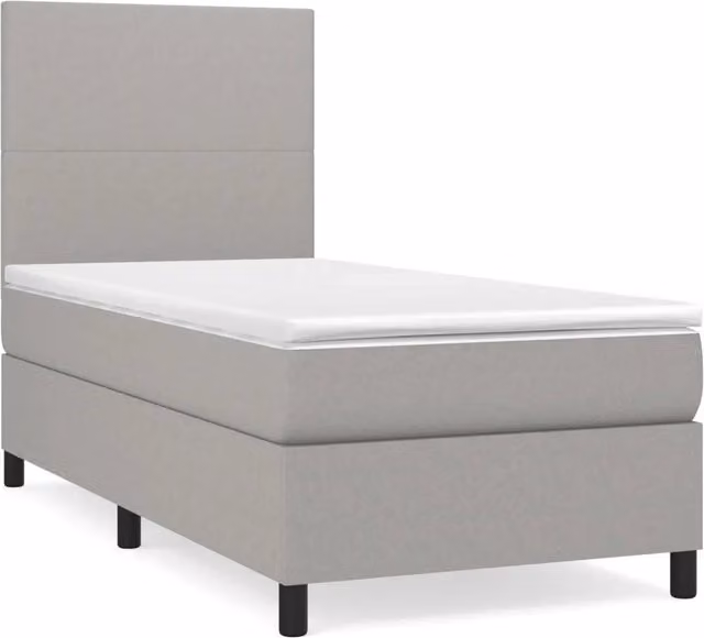 Letto singolo | Letto per adulti | Giroletto a Molle con Materasso Grigio Chiaro 90x200 cm Tessuto