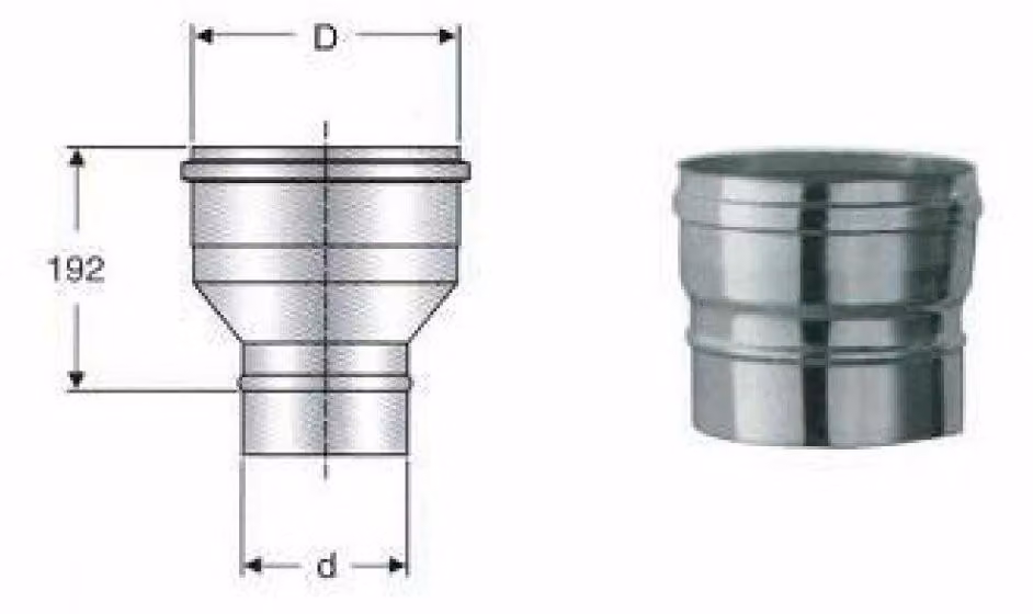 inox monoparete aisi 316 raccordo d.120m-180f