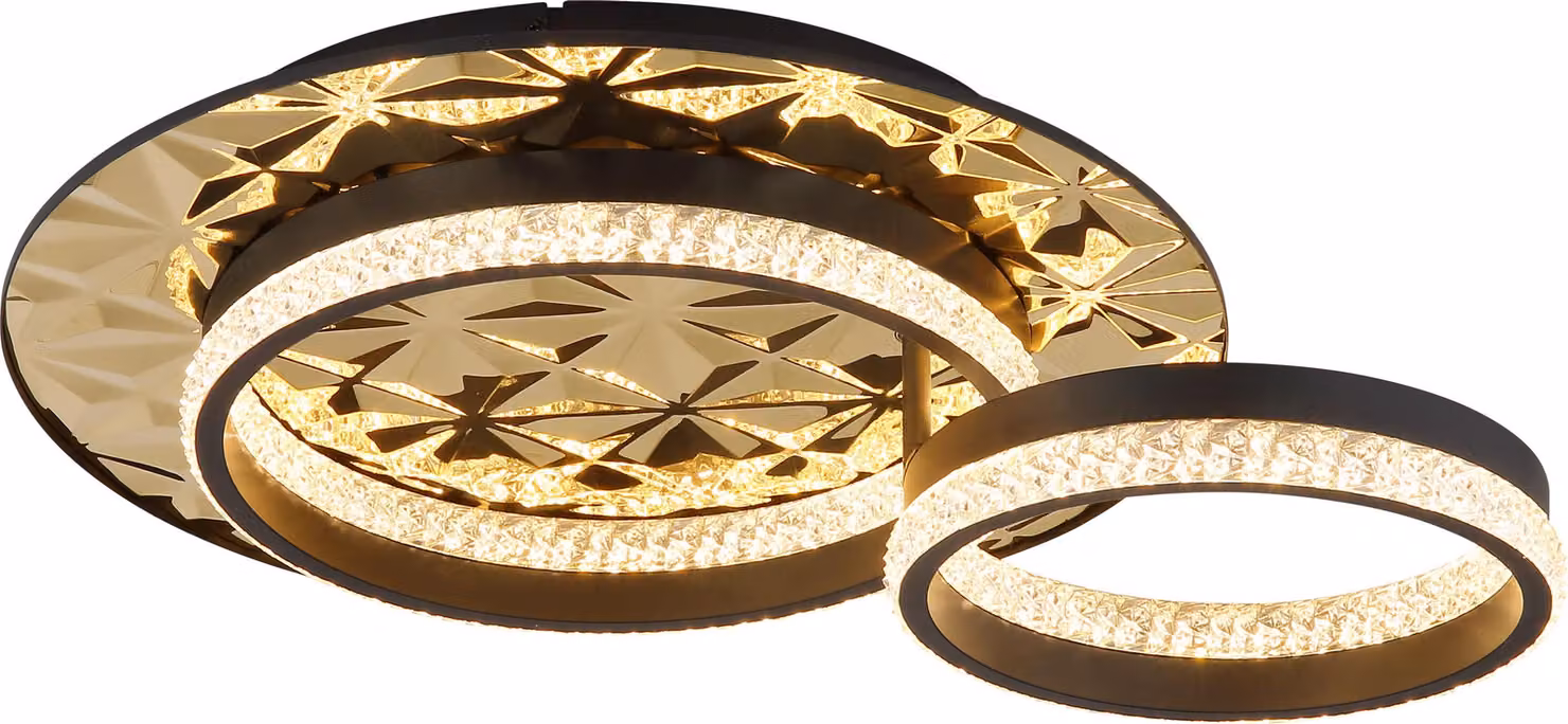 Plafoniera LED, alluminio, oro, aspetto cristallo, L 50,5 cm