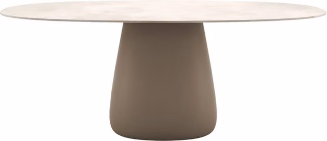 Tavolo ovale Qeeboo Cobble in gres laminato beige L: 160 cm, P: 109 cm, H: 75 cm