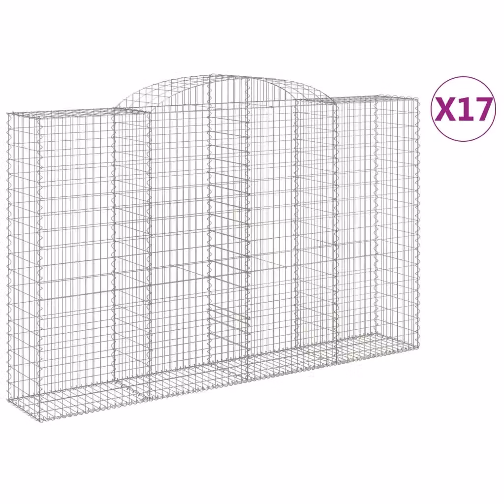 Set di 17 Cesti Gabbioni ad Arco Videx in Acciaio Zincato Argento L: 300 cm, P: 50 cm, H: 180/200 cm – 2