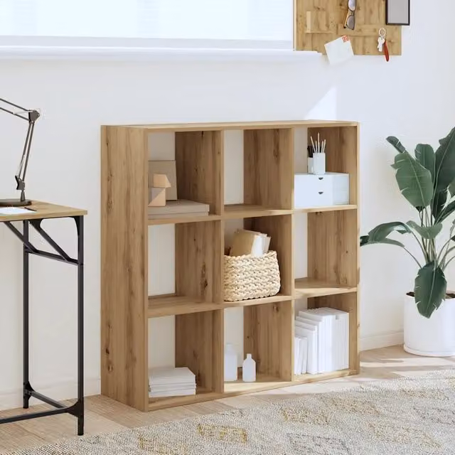 Libreria-Scaffale per Libri-Mobile di Stoccaggio Rovere Artigianale 102x32x102 cm in Legno Multistrato