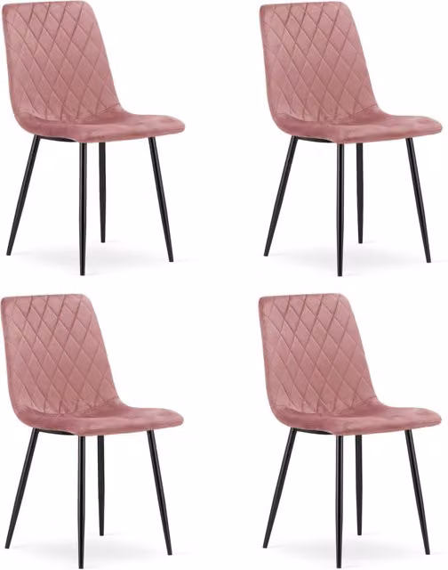 Set di 4 sedie Valora in velluto rosa con gambe in metallo nero per soggiorno e ufficio – 1