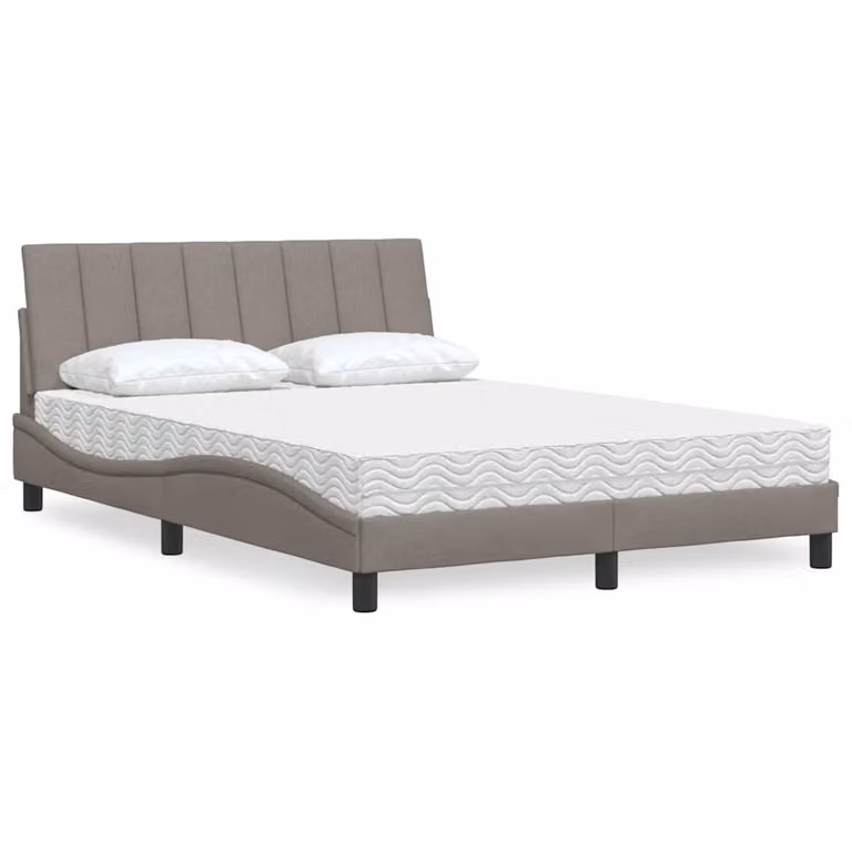 Letto con Materasso Hanko vidaXL in Tessuto Tortora L/P: 140 x 190 cm