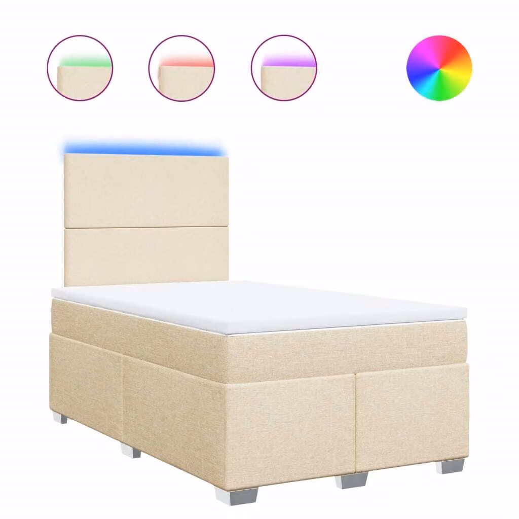 Giroletto a Molle con Materasso Crema 120x200 cm in Tessuto
